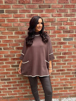 Chocolate Luxury Trim Detail Pocket Knit Anna